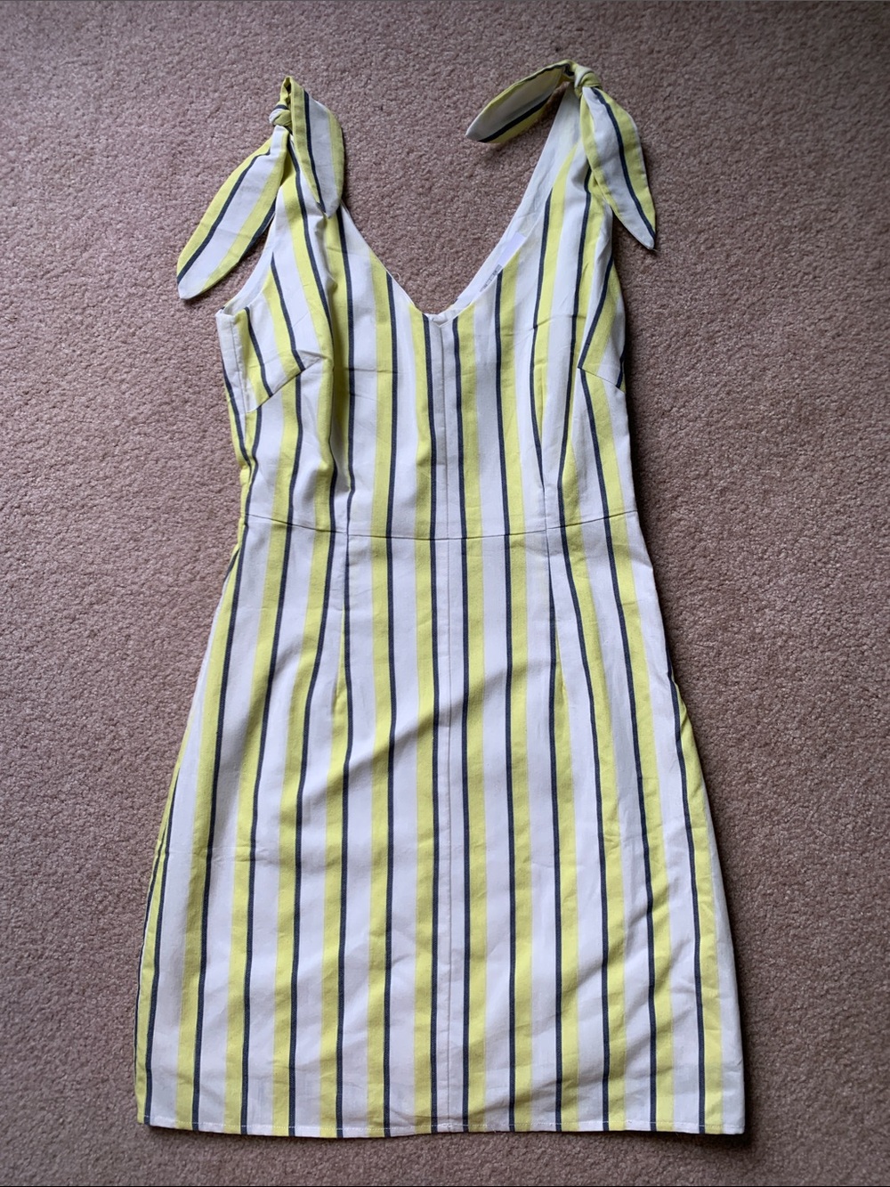 Cupcakes and Cashmere Striped Yellow Tie-Shoulder Summer Dress